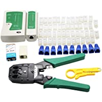 ALEENFOON Kit de red Ethernet profesional LAN RJ11 RJ45 Cat5e Cat6 Cat7 Probador de cables de alambre Herramienta de…